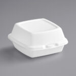 Genpak Large Hinged Sandwich Container 6"x6"x3" White Foam