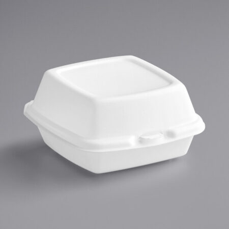 Genpak Large Hinged Sandwich Container 6"x6"x3" White Foam