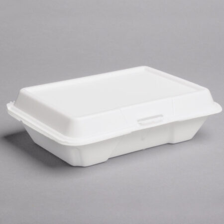 Genpak Large Deep 1-Comp Hinged Container 9"x6"x3" White Foam