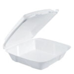Genpak Large 1-Comp Hinged Container 9"x9"x2" White Foam