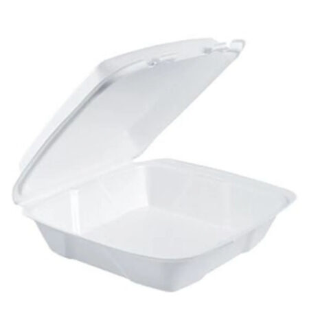 Genpak Large 1-Comp Hinged Container 9"x9"x2" White Foam