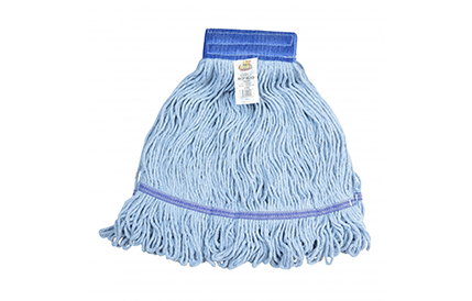 Medium Blended Blue Wide Band Looped End Wet Mop