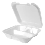 Genpak Large 3-Comp Hinged Container 9"x 9"x 3" White Foam