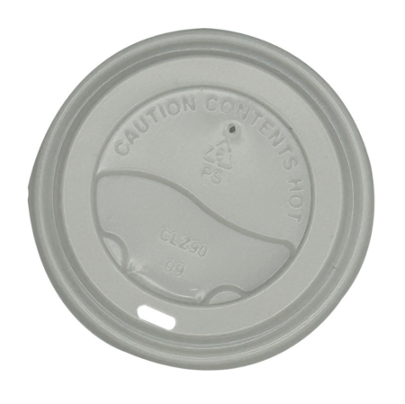Travel Lid Flat PS for 10-20oz Paper Hot Cup White 10 / 100 cs