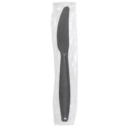 Medium Weight Black Knife - Individually Wrapped